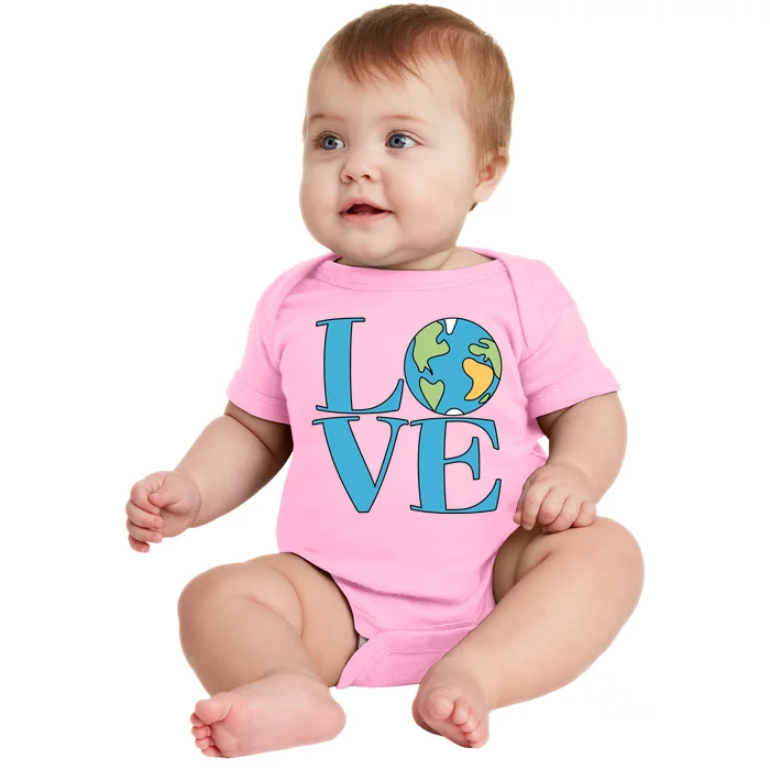 Love Earth Earth Day Simple Letter Box Baby Bodysuit