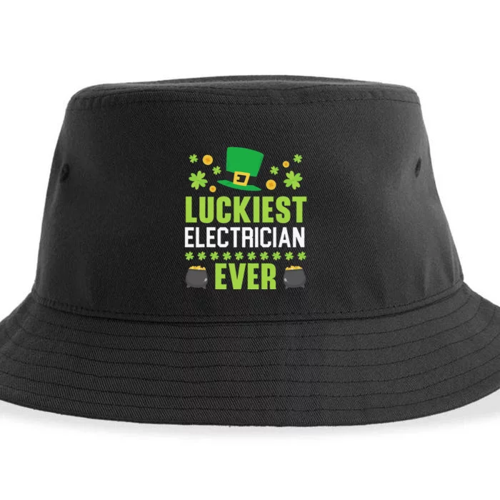 Luckiest Electrician Ever St. Patrick's Saint Pattys Day Sustainable Bucket Hat