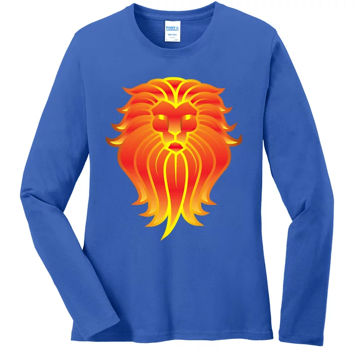 Lion E Face Leo Astrology Great Gift Ladies Long Sleeve Shirt