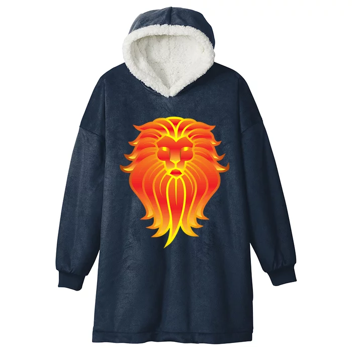 Lion E Face Leo Astrology Great Gift Hooded Wearable Blanket