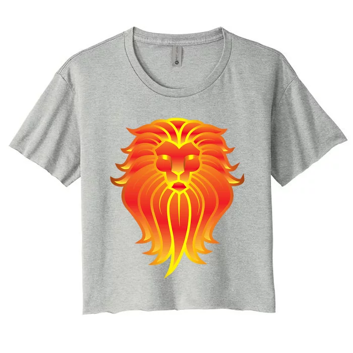 Lion E Face Leo Astrology Great Gift Women's Crop Top Tee