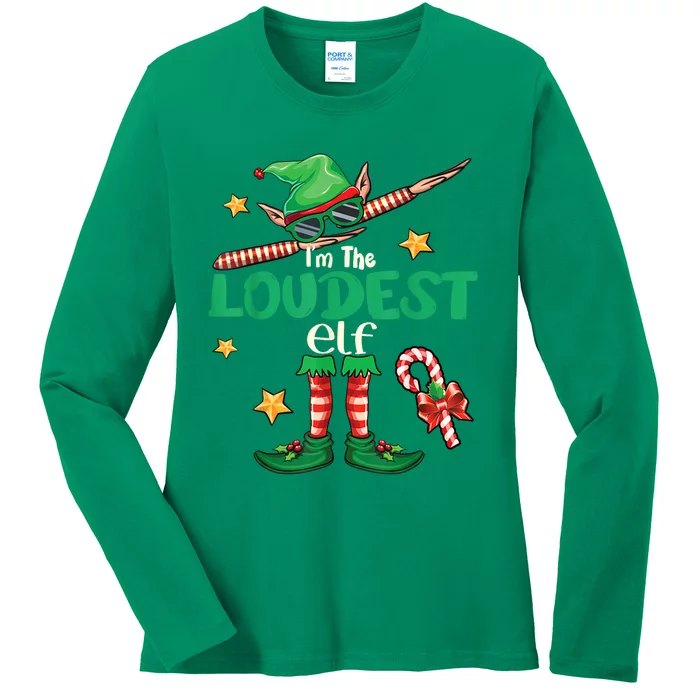 Loudest Elf Family Matching Group Christmas Squad Ladies Long Sleeve Shirt