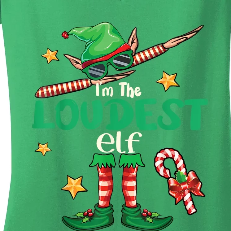 Loudest Elf Family Matching Group Christmas Squad Women's V-Neck T-Shirt