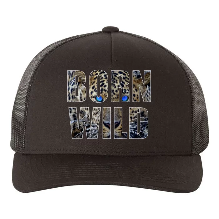 Leopard Eyes Face Born Wild Iger Lion Animal Print Cat Yupoong Adult 5-Panel Trucker Hat