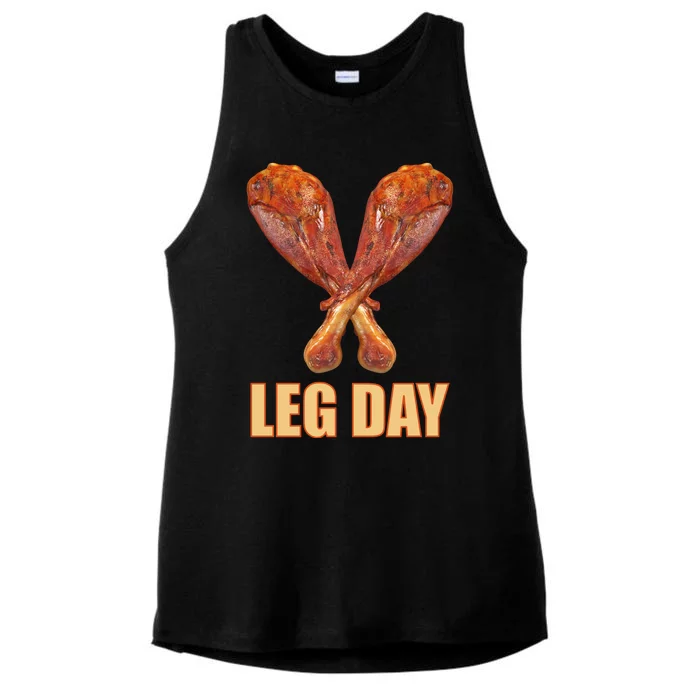 Leg Day Funny Thanksgiving Turkey Ladies Tri-Blend Wicking Tank