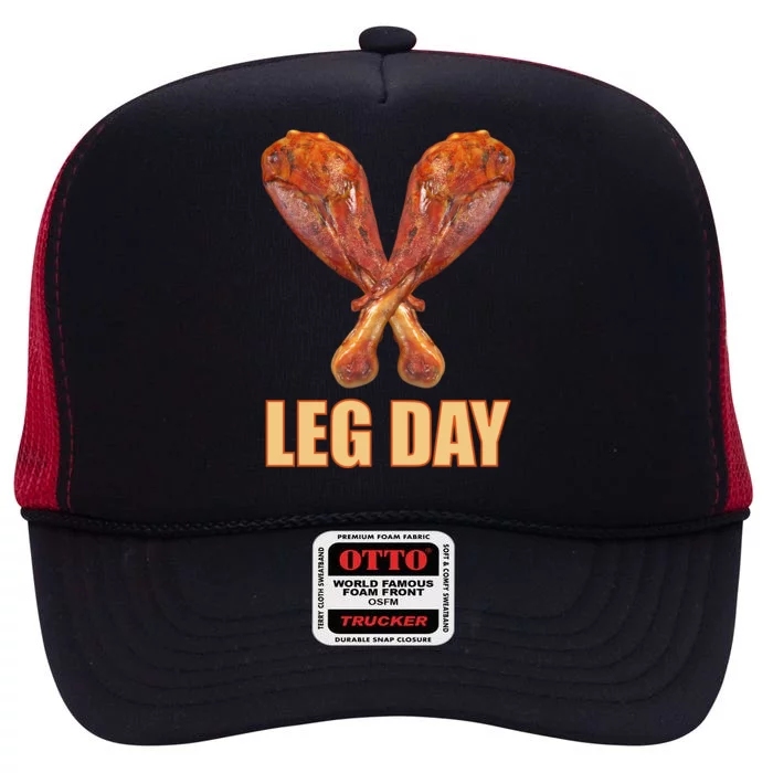 Leg Day Funny Thanksgiving Turkey High Crown Mesh Trucker Hat