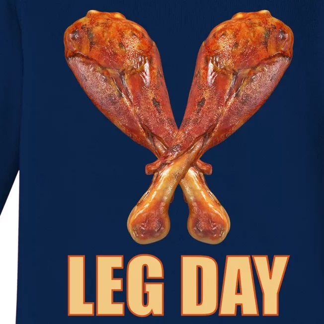 Leg Day Funny Thanksgiving Turkey Baby Long Sleeve Bodysuit