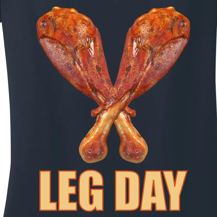 Leg Day Funny Thanksgiving Turkey Women's V-Neck T-Shirt