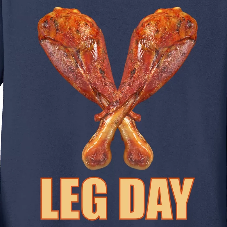 Leg Day Funny Thanksgiving Turkey Kids Long Sleeve Shirt