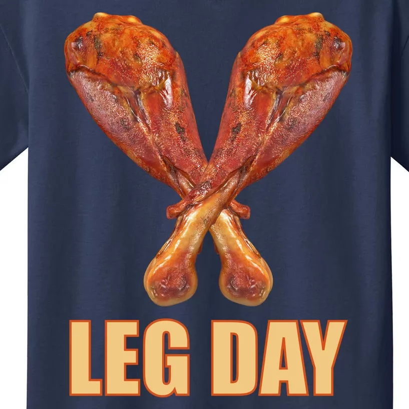 Leg Day Funny Thanksgiving Turkey Kids T-Shirt