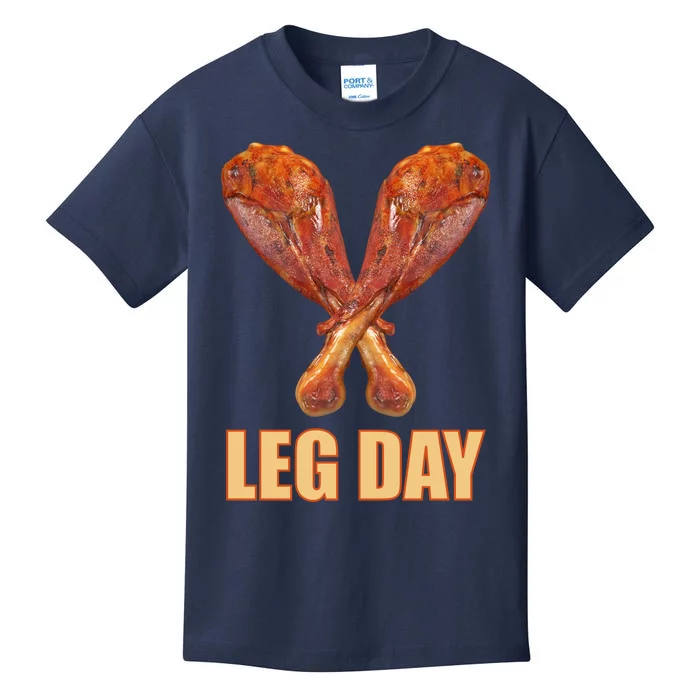 Leg Day Funny Thanksgiving Turkey Kids T-Shirt