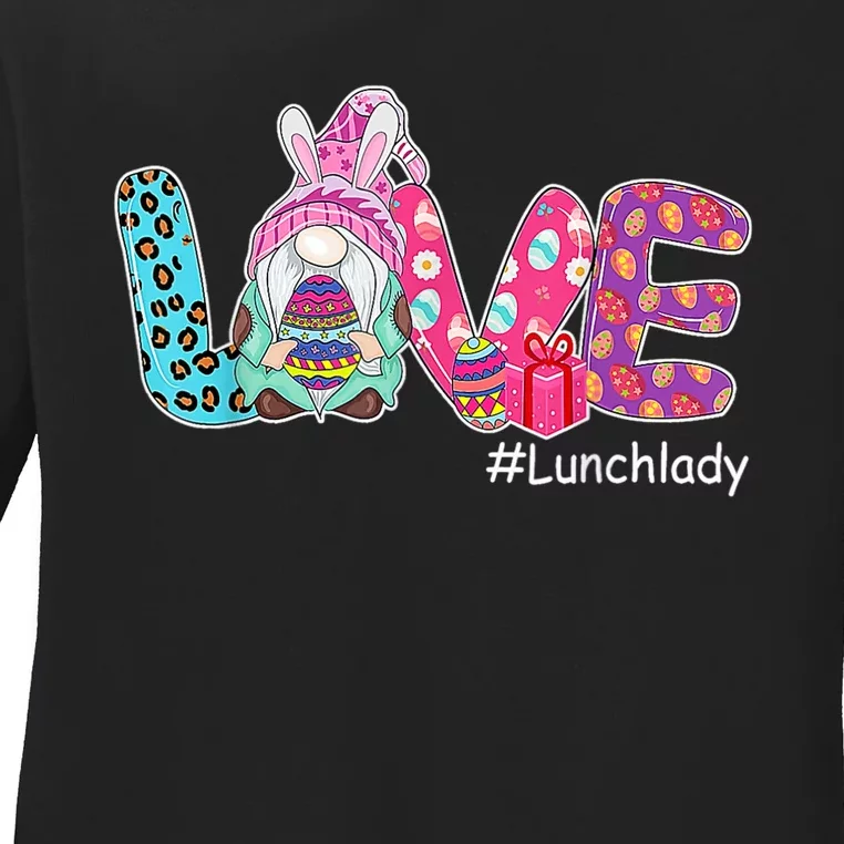 Love Easter Gnome Lunch Lady Bunny Happy Easter Day Ladies Long Sleeve Shirt