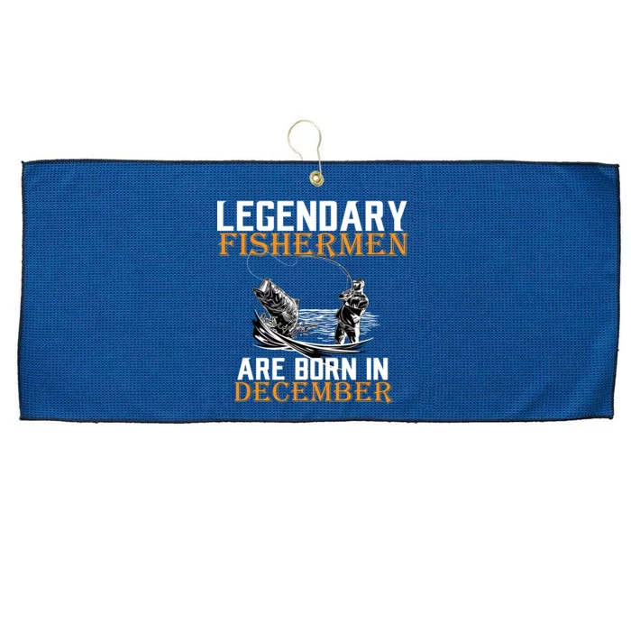 Legendary Fishermen Are Born In December Large Microfiber Waffle Golf Towel