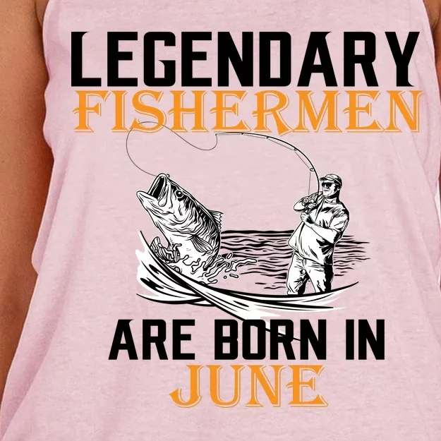 Legendary Fishermen Are Born In June Women's Knotted Racerback Tank