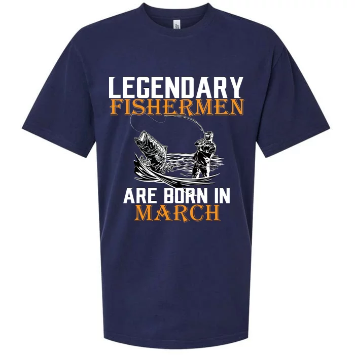 Legendary Fishermen Are Born In March Sueded Cloud Jersey T-Shirt