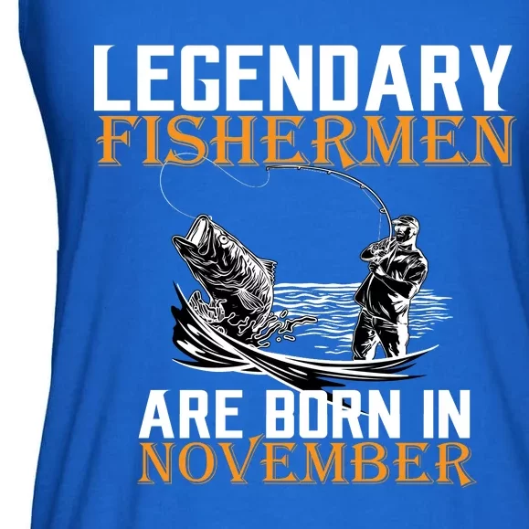 Legendary Fishermen Are Born In November Ladies Essential Flowy Tank