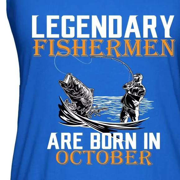 Legendary Fishermen Are Born In October Ladies Essential Flowy Tank