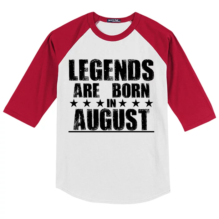 Legends Are Born In August Birthday Kids Colorblock Raglan Jersey