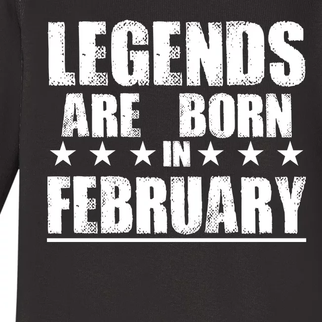 Legends Are Born In February Birthday Baby Long Sleeve Bodysuit