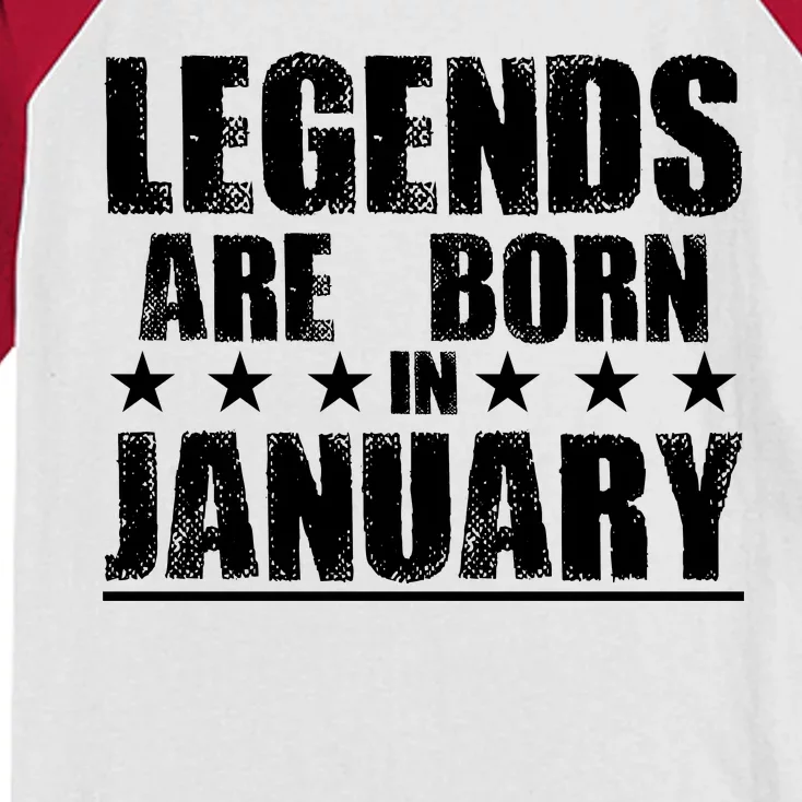 Legends Are Born In January Birthday Kids Colorblock Raglan Jersey