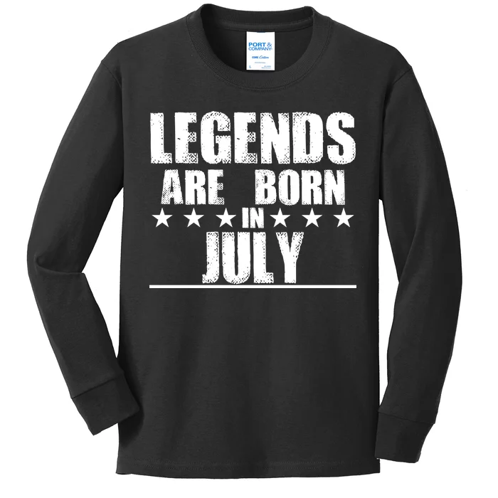 Legends Are Born In July Birthday Kids Long Sleeve Shirt