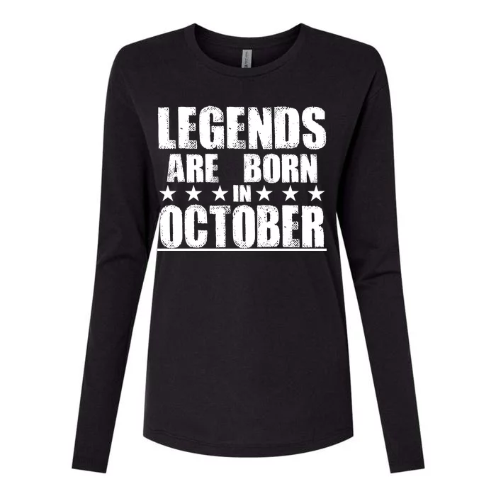 Legends Are Born In October Birthday Womens Cotton Relaxed Long Sleeve T-Shirt