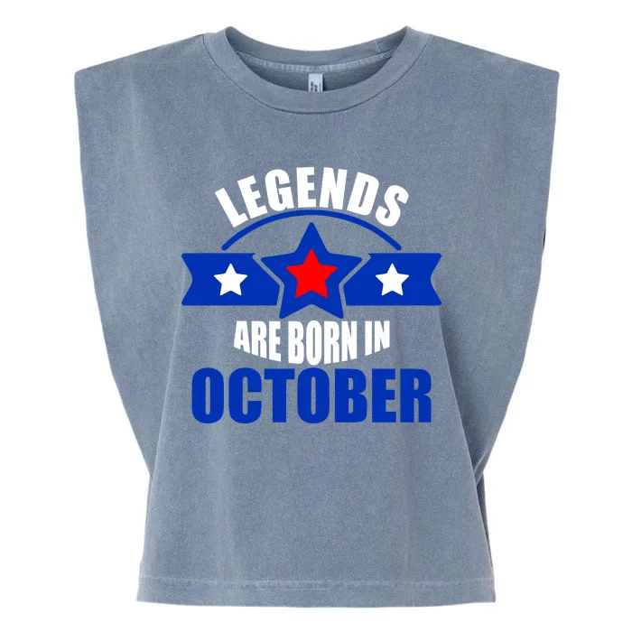 Legends Are Born in October Stars Garment-Dyed Women's Muscle Tee