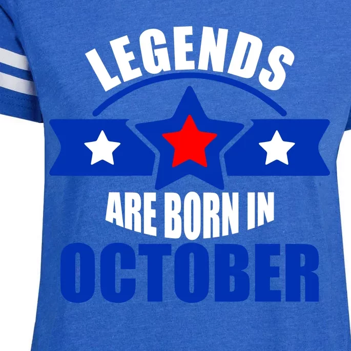 Legends Are Born in October Stars Enza Ladies Jersey Football T-Shirt