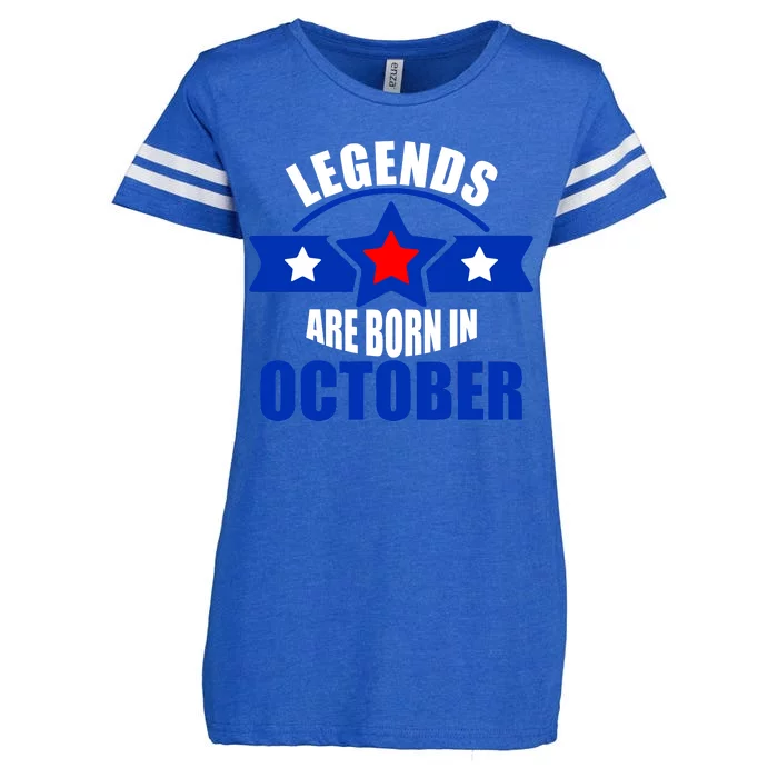 Legends Are Born in October Stars Enza Ladies Jersey Football T-Shirt