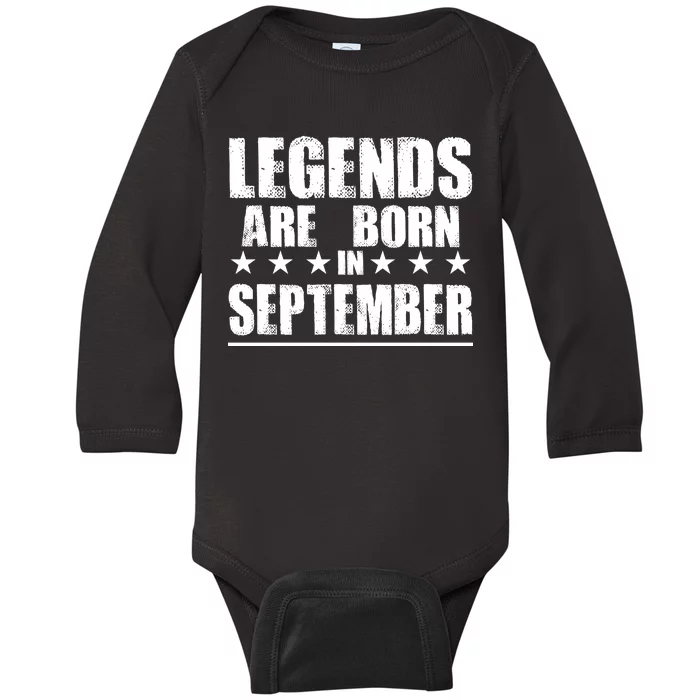 Legends Are Born In September Birthday Baby Long Sleeve Bodysuit