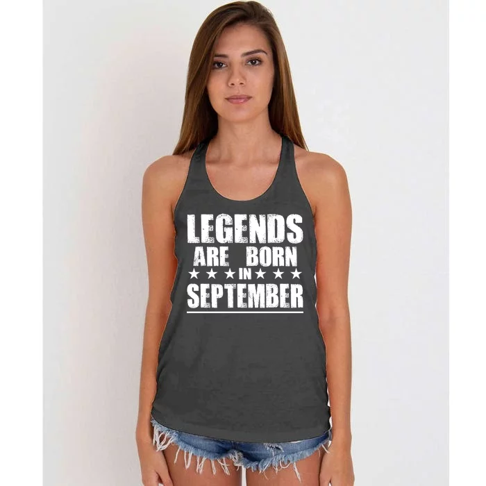 Legends Are Born In September Birthday Women's Knotted Racerback Tank