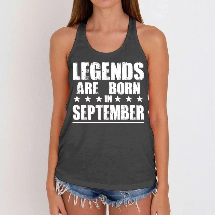 Legends Are Born In September Birthday Women's Knotted Racerback Tank