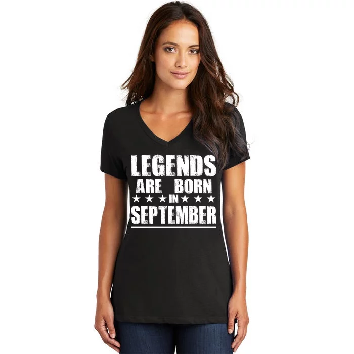 Legends Are Born In September Birthday Women's V-Neck T-Shirt