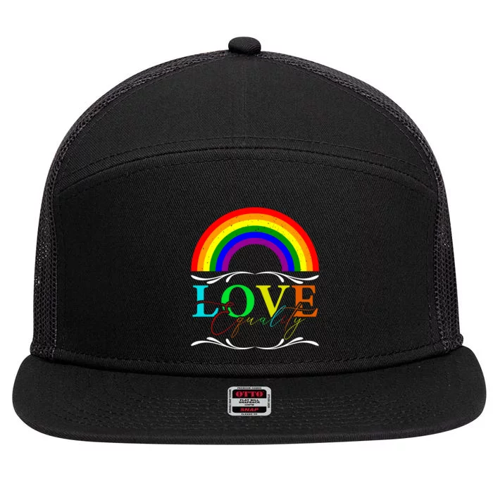 Love Equality Happy Pride Month Graphic 7 Panel Mesh Trucker Snapback Hat