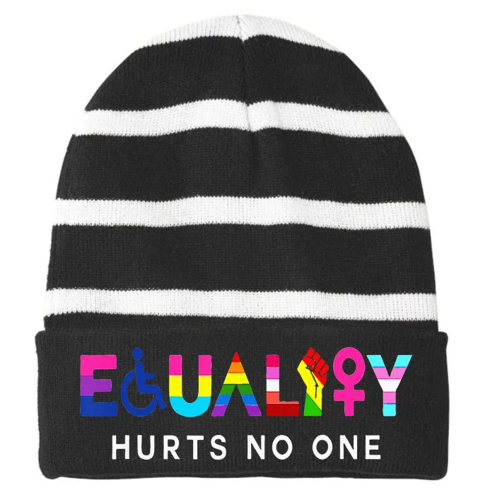 Lgbt Equality Hurts No One Pride Human Rights Striped Beanie with Solid Band