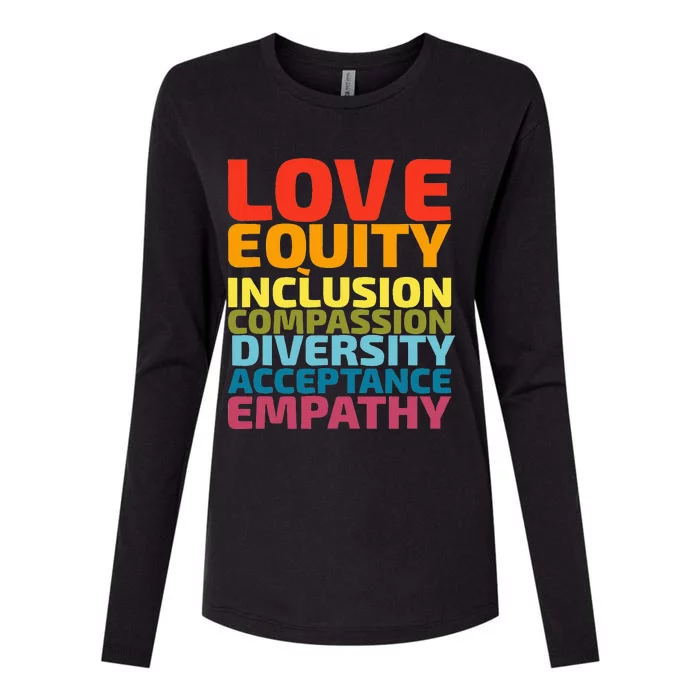 Love Equity Inclusion Diversity Empathy human rights Womens Cotton Relaxed Long Sleeve T-Shirt