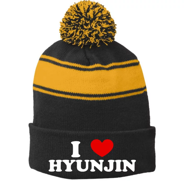 Layy Exe I Love Hyunjin Stripe Pom Pom Beanie