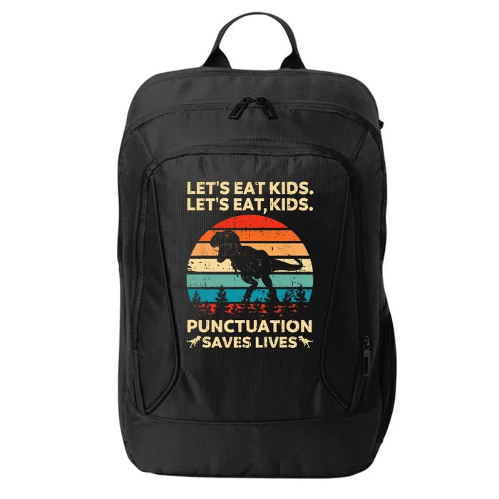 Lets Eat Kids Punctuation Saves Lives Funny Grammar Dino City Backpack