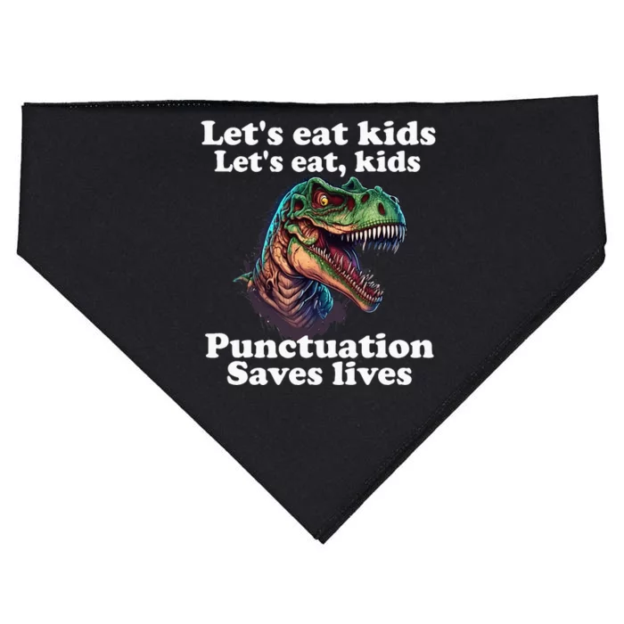 LET’S EAT KIDS Punctuation Saves Lives Grammar School Funny USA-Made Doggie Bandana