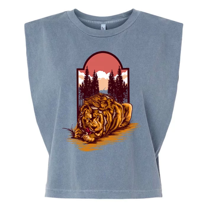 Lion Eating Garment-Dyed Women's Muscle Tee