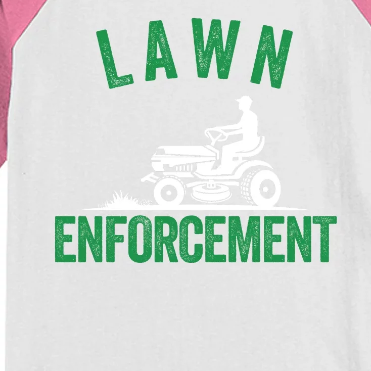 Lawn Enforcement Lawn Aficionado Lawn Care Lover Lawn Pride Lawncare Yardwork Kids Colorblock Raglan Jersey