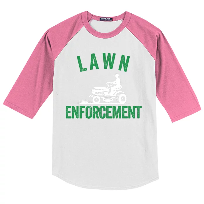 Lawn Enforcement Lawn Aficionado Lawn Care Lover Lawn Pride Lawncare Yardwork Kids Colorblock Raglan Jersey