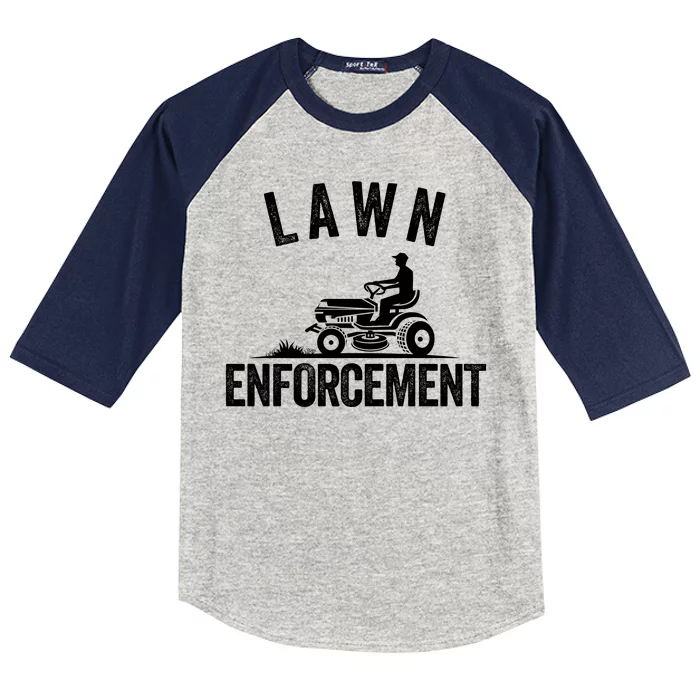 Lawn Enforcement Lawn Aficionado Yardwork Lawn Care Lover Lawn Pride Lawncare Kids Colorblock Raglan Jersey