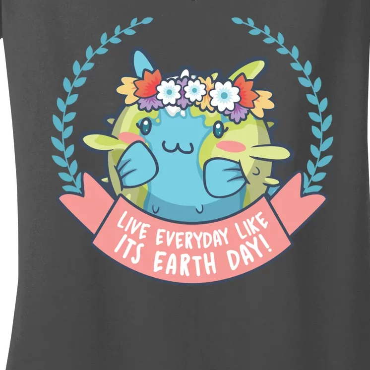 Live Everyday Like It's Earth Day Cute Women's V-Neck T-Shirt