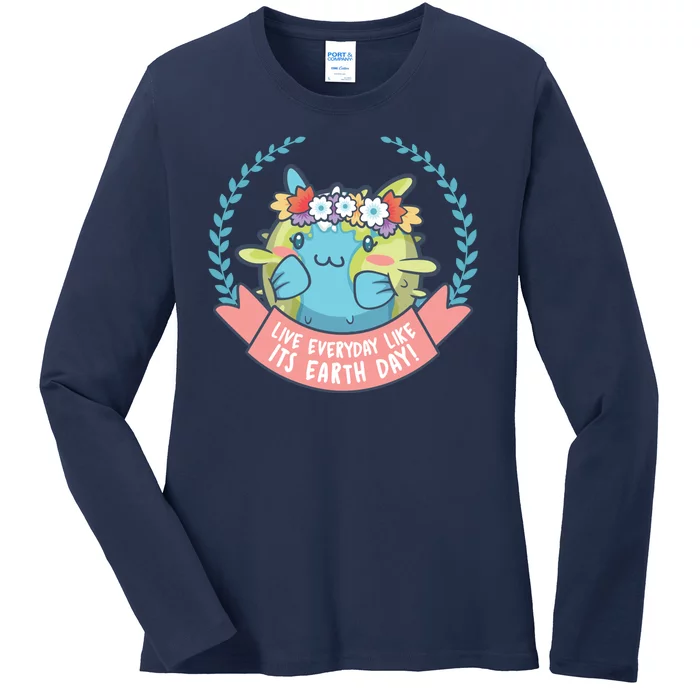 Live Everyday Like It's Earth Day Cute Ladies Long Sleeve Shirt