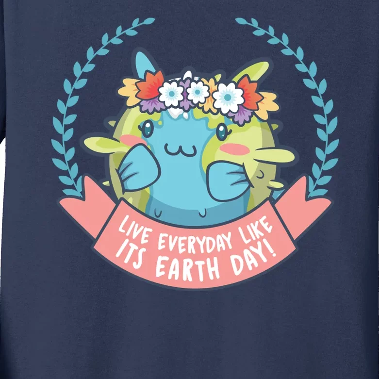 Live Everyday Like It's Earth Day Cute Kids Long Sleeve Shirt