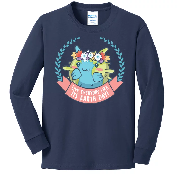 Live Everyday Like It's Earth Day Cute Kids Long Sleeve Shirt