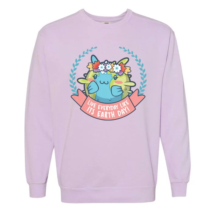 Live Everyday Like It's Earth Day Cute Garment-Dyed Sweatshirt