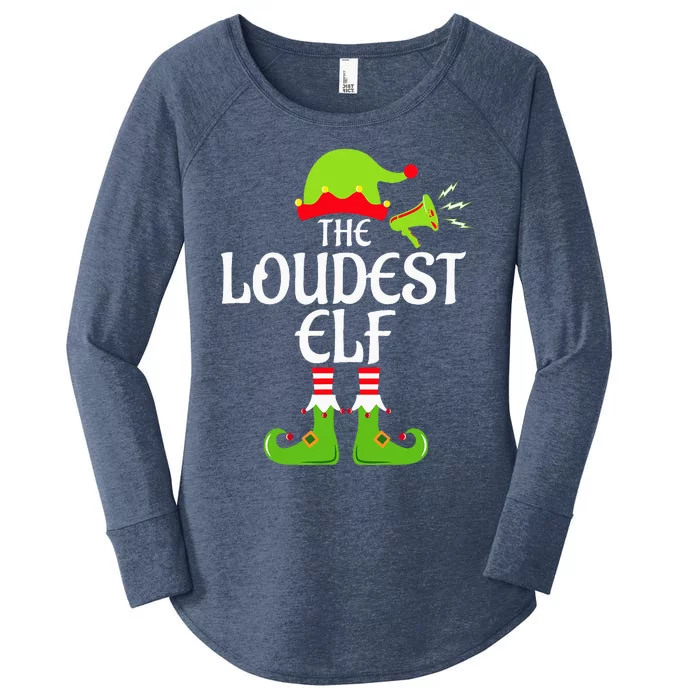 Loudest Elf Matching Family Group Christmas Party Xmas Funny Women's Perfect Tri Tunic Long Sleeve Shirt