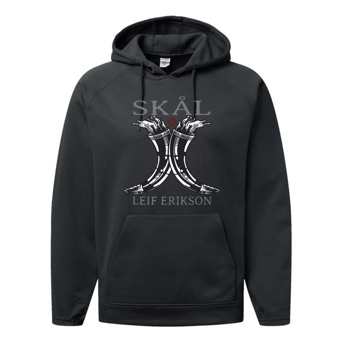 Leif Erikson Mead Horns SkåL Viking For Norseman Performance Fleece Hoodie